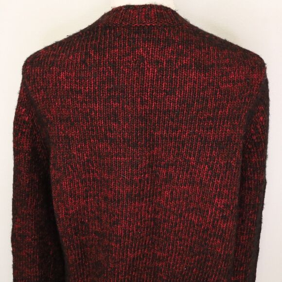 Magaschoni Sweater Womens Medium Black Burgundy Wool Blend Chunky Wool Cotton - Picture 9 of 11